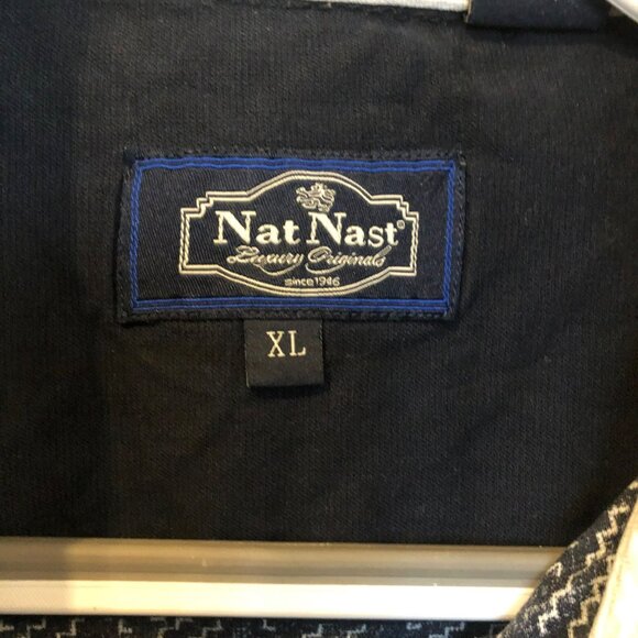 Nat Nast Silk Blend Geometric Design Mens SS Button Up Sz XL Shirt - Picture 3 of 8